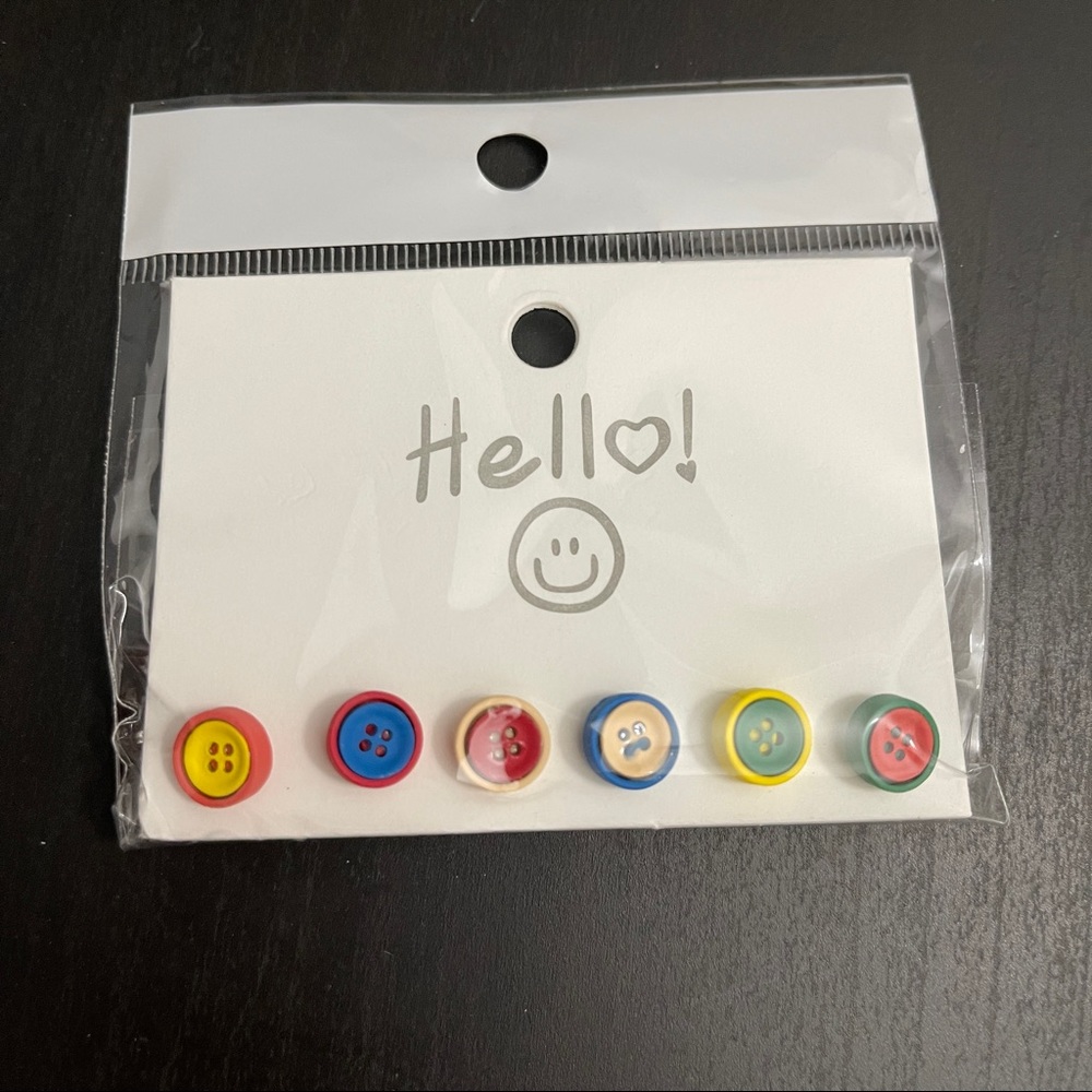 Button style earring set - Picture 5 of 5